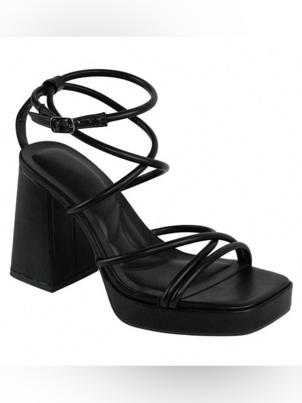 Abound Black Chunky Strappy Heel Size 7